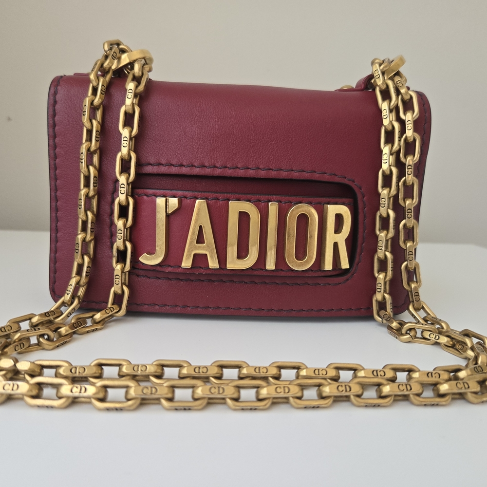 Dior J'ADIOR Red Clutch with Gold Chain